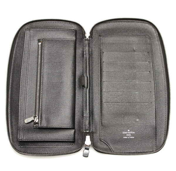 ルイ ヴィトン タイガ オーガナイザー アトール M30652 ブラック グレー レザー 長財布 メンズ LOUIS VUITTON 中古