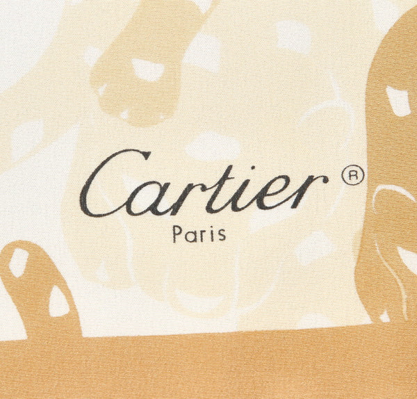 カルティエ ベージュ シルク スカーフ  CARTIER 中古