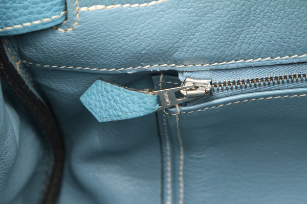 エルメス バーキン35 水色 レザー ハンドバッグ レディース HERMES □I刻印(2005年制)刻印 中古