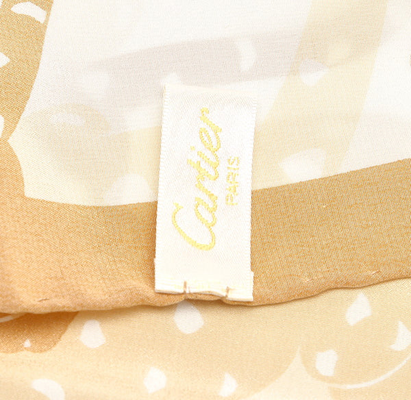 カルティエ ベージュ シルク スカーフ  CARTIER 中古