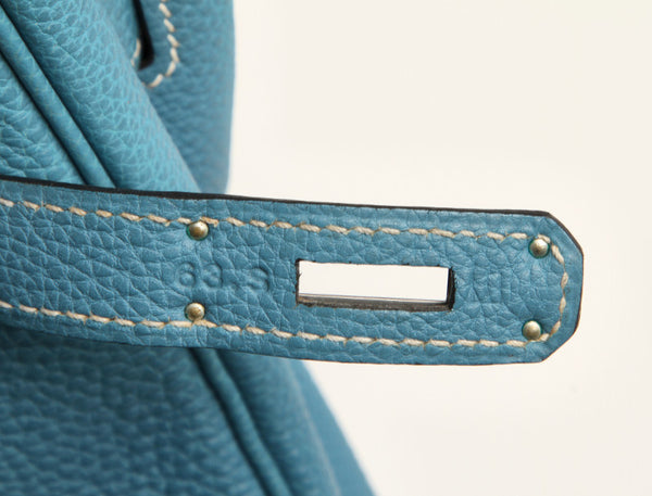 エルメス バーキン35 水色 レザー ハンドバッグ レディース HERMES □I刻印(2005年制)刻印 中古