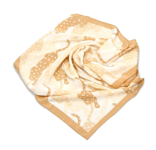 カルティエ ベージュ シルク スカーフ  CARTIER 中古