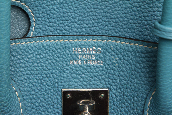 エルメス バーキン35 水色 レザー ハンドバッグ レディース HERMES □I刻印(2005年制)刻印 中古