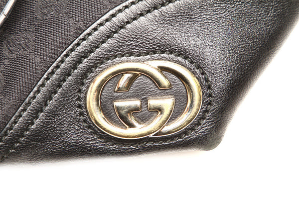 グッチ GGキャンバス 169946 ブラック キャンバス レザー トートバッグ レディース GUCCI 中古