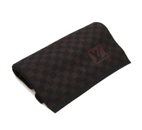 ルイ ヴィトン ダミエ エシャルプ プティ M74199 ブラウン ブラック ウール マフラー レディース LOUIS VUITTON 中古