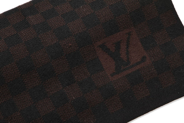 ルイ ヴィトン ダミエ エシャルプ プティ M74199 ブラウン ブラック ウール マフラー レディース LOUIS VUITTON 中古