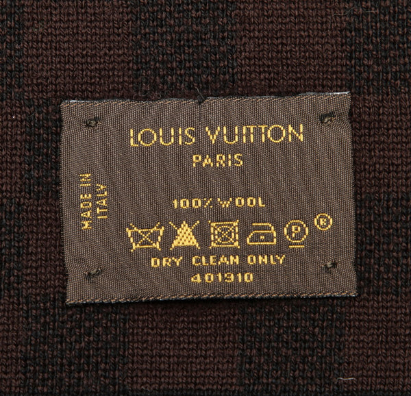 ルイ ヴィトン ダミエ エシャルプ プティ M74199 ブラウン ブラック ウール マフラー レディース LOUIS VUITTON 中古