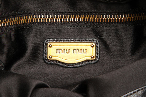 ミュウミュウ ブラック レザー ハンドバッグ ショルダーバッグ 2WAY レディース MIUMIU 中古