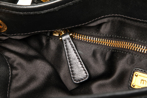 ミュウミュウ ブラック レザー ハンドバッグ ショルダーバッグ 2WAY レディース MIUMIU 中古