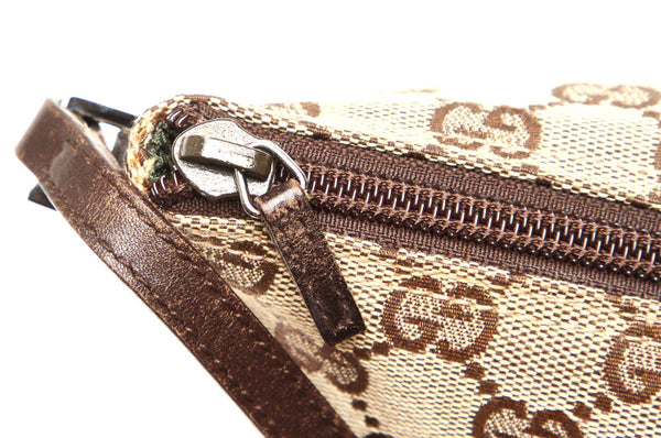 グッチ GGキャンバス 07198 ブラウン キャンバス レザー ポーチ レディース GUCCI 中古