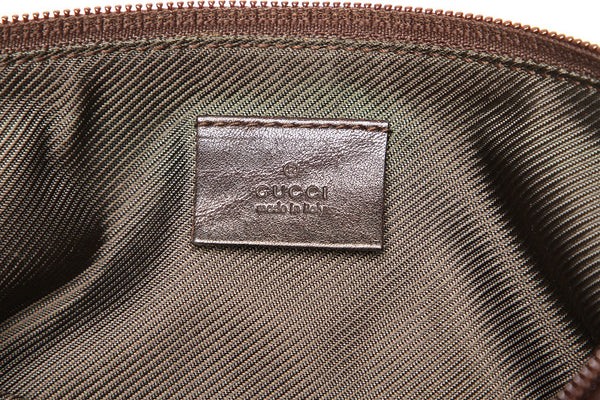 グッチ GGキャンバス 07198 ブラウン キャンバス レザー ポーチ レディース GUCCI 中古