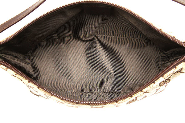 グッチ GGキャンバス 07198 ブラウン キャンバス レザー ポーチ レディース GUCCI 中古