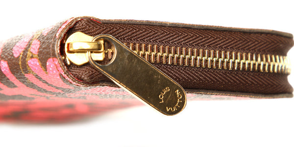 ルイ ヴィトン グラフィティ M93710 ブラウン ピンク PVC レザー ラウンドファスナー 長財布 ユニセックス LOUIS VUITTON 中古
