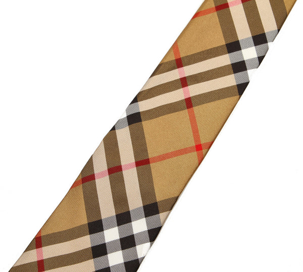 バーバリー ノバチェック ベージュ ブラック ホワイト レッド シルク ネクタイ メンズ BURBERRY 中古