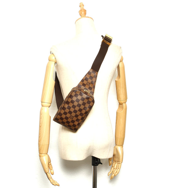 ルイ ヴィトン ダミエ ジェロニモス N51994 ブラウン PVC レザー ショルダーバッグ ユニセックス LOUIS VUITTON 中古