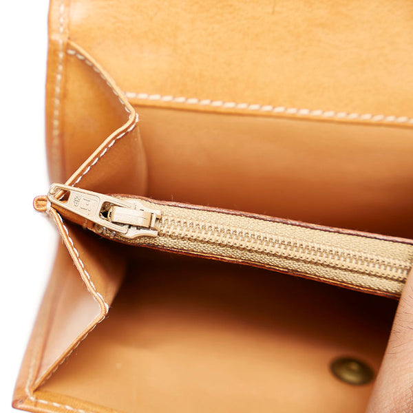 セリーヌ マカダム ブラウン レザー 二つ折り財布 レディース CELINE 【中古】