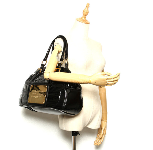 ドルチェアンドガッバーナ ブラック エナメル ハンドバッグ ショルダーバッグ 2WAY レディース DOLCE&GABBANA 中古