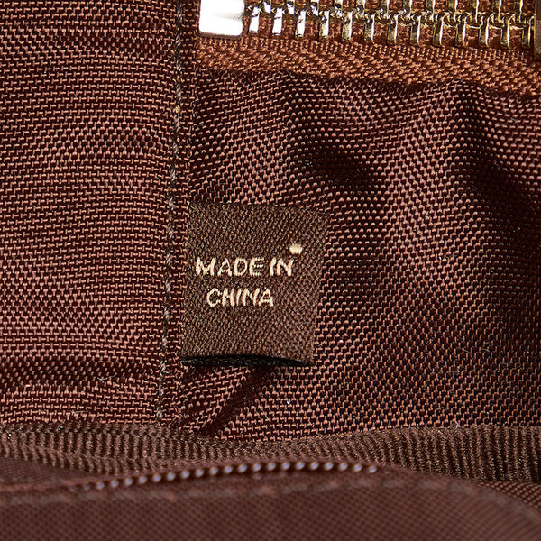 コーチ ミニシグネチャー ハンドバッグ ベージュ ブラウン キャンバス レザー レディース COACH 【中古】