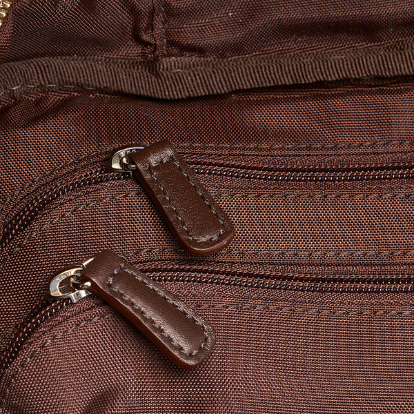 コーチ ミニシグネチャー ハンドバッグ ベージュ ブラウン キャンバス レザー レディース COACH 【中古】