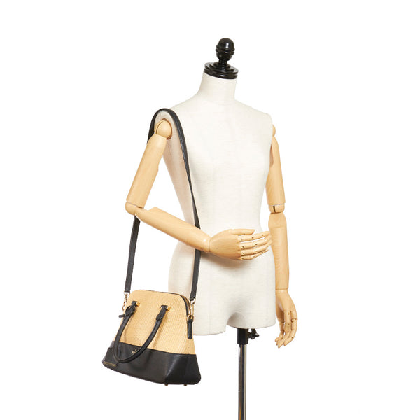 ケイトスペード アイボリー ブラック ストロー レザー ハンドバッグ ショルダーバッグ 2way レディース Kate Spade 【中古】