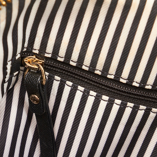 ケイトスペード アイボリー ブラック ストロー レザー ハンドバッグ ショルダーバッグ 2way レディース Kate Spade 【中古】