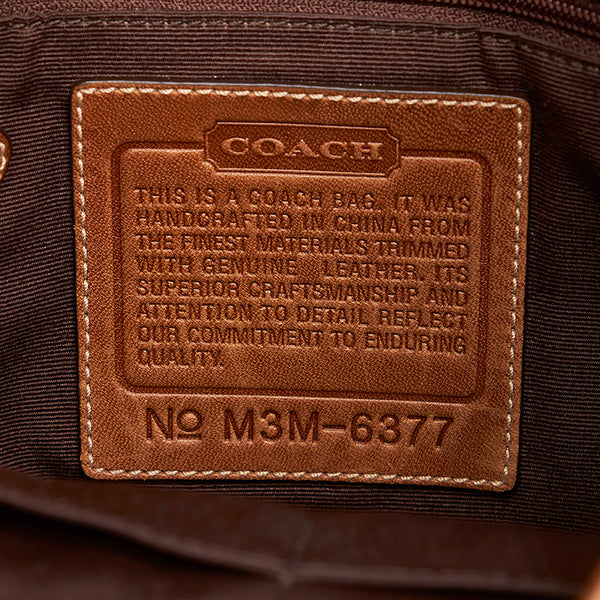 コーチ シグネチャー 斜め掛け ショルダーバッグ ブラウン キャンバス レザー レディース COACH 【中古】