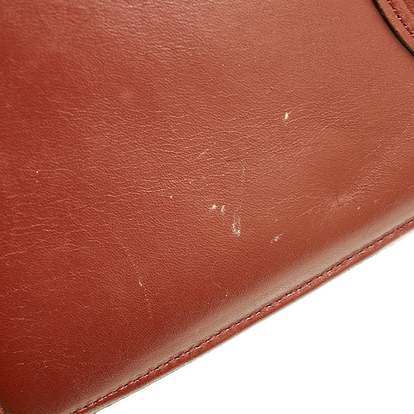 カルティエ マスト ショルダーバッグ ワインレッド レザー レディース CARTIER 【中古】