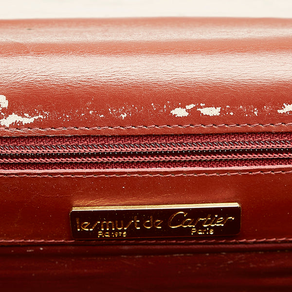 カルティエ マスト ショルダーバッグ ワインレッド レザー レディース CARTIER 【中古】