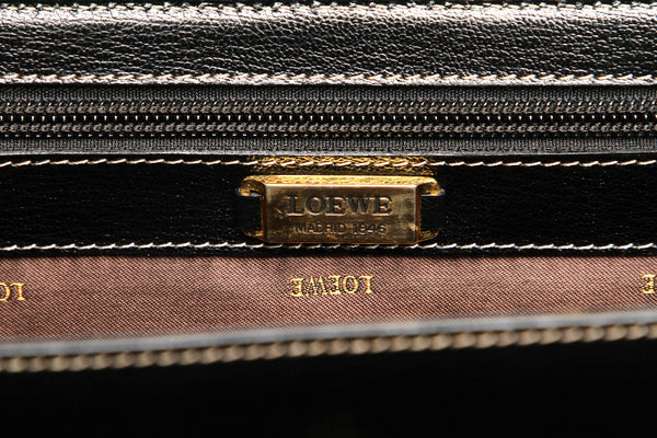 ロエベ ベラスケスツイスト ブラウン 茶 レザー ハンドバッグ レディース LOEWE 中古