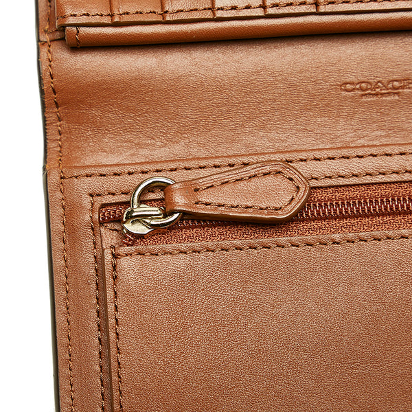 コーチ 三つ折り財布 ブラウン レザー レディース COACH 【中古】