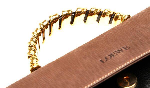 ロエベ ベラスケスツイスト ブラウン 茶 レザー ハンドバッグ レディース LOEWE 中古