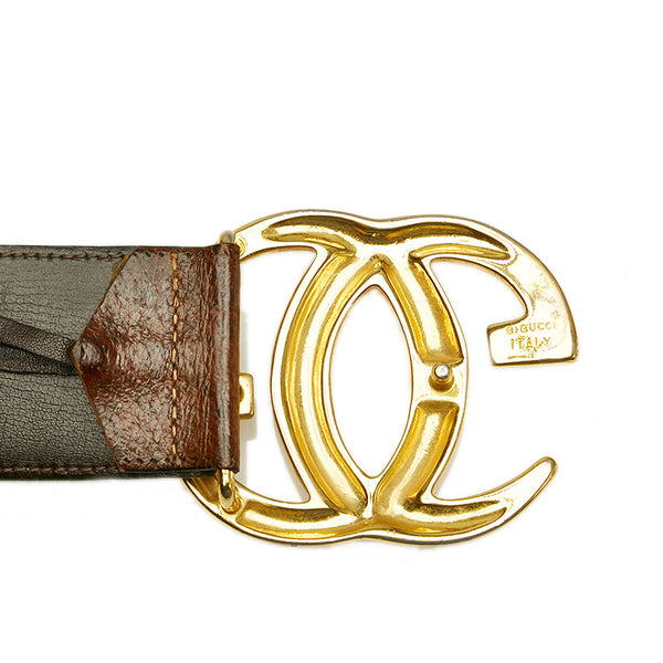 グッチ メッキ レザー ベルト レディース GUCCI 【中古】