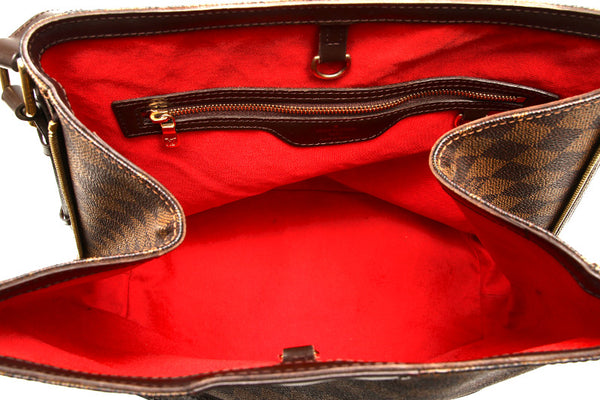 ルイ ヴィトン ダミエ カバ リヴィントン N41108 ブラウン 茶 PVC レザー ショルダーバッグ レディース LOUIS VUITTON 中古