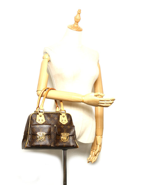 ルイ ヴィトン モノグラム マンハッタンＰＭ M40026 ブラウン PVC レザー ハンドバッグ レディース LOUIS VUITTON 中古