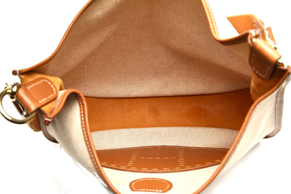 エルメス エウ゛リンＧＭ　トワルアッシュ キャンバス レザー ショルダーバッグ ユニセックス HERMES □B印刻(1998年制)刻印 中古