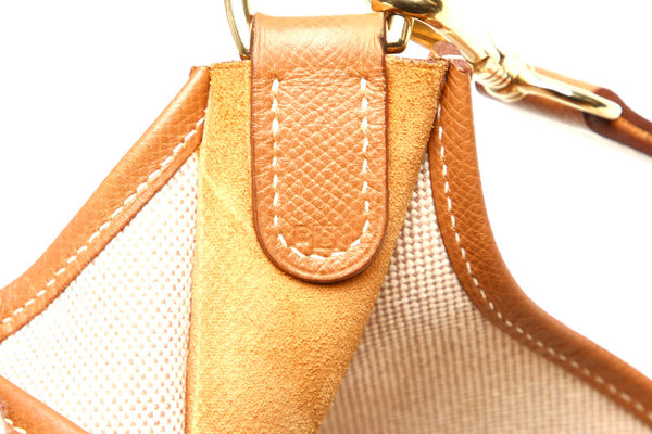 エルメス エウ゛リンＧＭ　トワルアッシュ キャンバス レザー ショルダーバッグ ユニセックス HERMES □B印刻(1998年制)刻印 中古