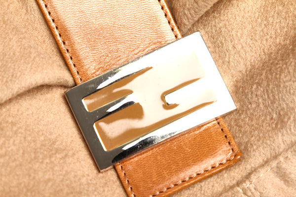 フェンディ マンマバケット ブラウン カシミヤ レザー ショルダーバッグ レディース FENDI 中古