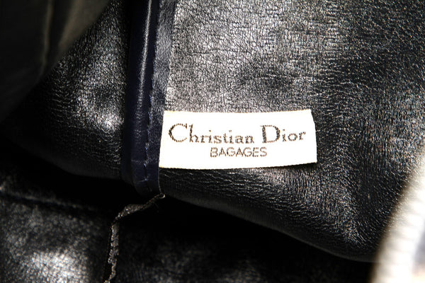 ディオール トロッター ネイビー キャンバス レザー ボストンバッグ ユニセックス Dior 中古