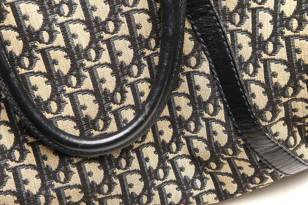 ディオール トロッター ネイビー キャンバス レザー ボストンバッグ ユニセックス Dior 中古