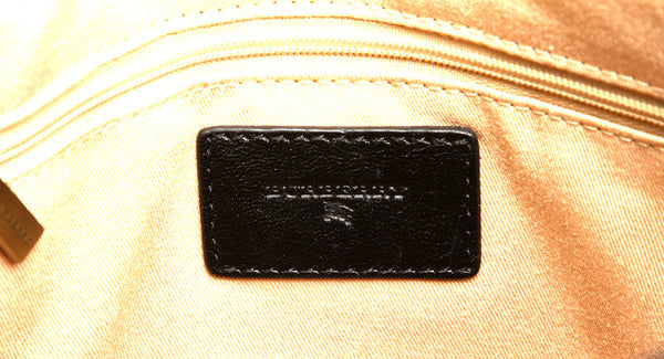 バーバリー ブラック 黒 キャンバス レザー ハンドバッグ ユニセックス BURBERRY 中古