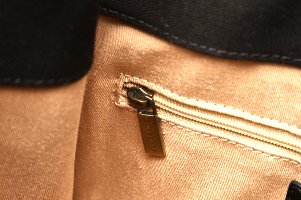 バーバリー ブラック 黒 キャンバス レザー ハンドバッグ ユニセックス BURBERRY 中古