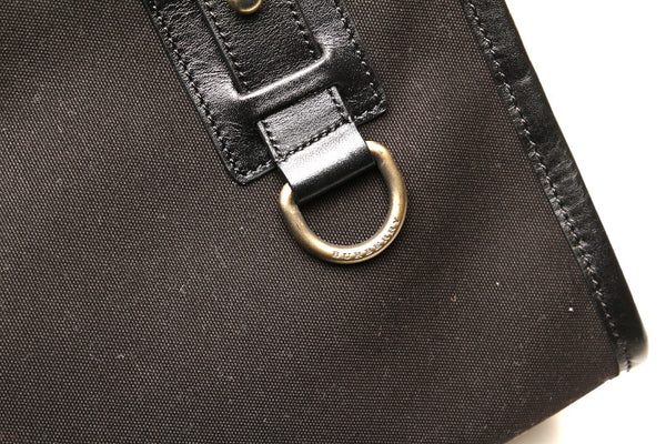 バーバリー ブラック 黒 キャンバス レザー ハンドバッグ ユニセックス BURBERRY 中古