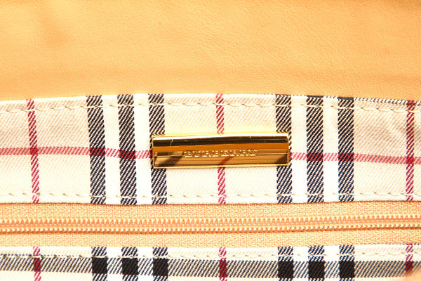 バーバリー トートバッグ　内ノバチェック ベージュ レザー ハンドバッグ レディース BURBERRY 中古