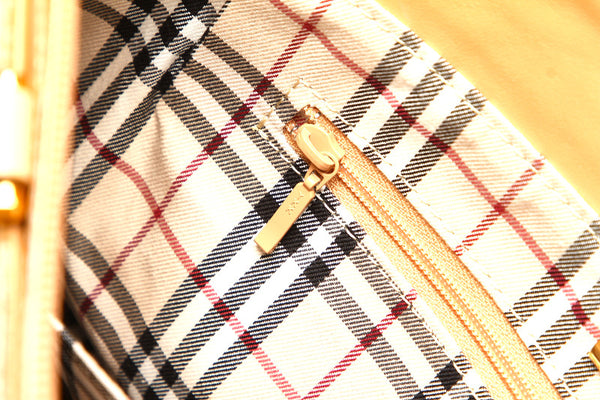 バーバリー トートバッグ　内ノバチェック ベージュ レザー ハンドバッグ レディース BURBERRY 中古