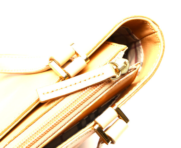 バーバリー トートバッグ　内ノバチェック ベージュ レザー ハンドバッグ レディース BURBERRY 中古