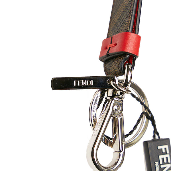 フェンディ ズッカ ストラップ 7AR872 ブラウン レッド PVC レザー レディース FENDI 【中古】