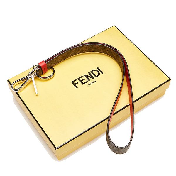 フェンディ ズッカ ストラップ 7AR872 ブラウン レッド PVC レザー レディース FENDI 【中古】