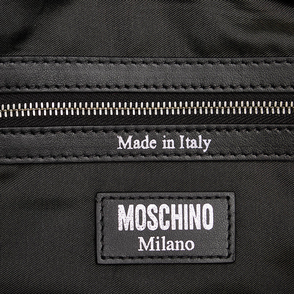 モスキーノ ブラック ナイロン ラインストーン クラッチバッグ レディース MOSCHINO 【中古】