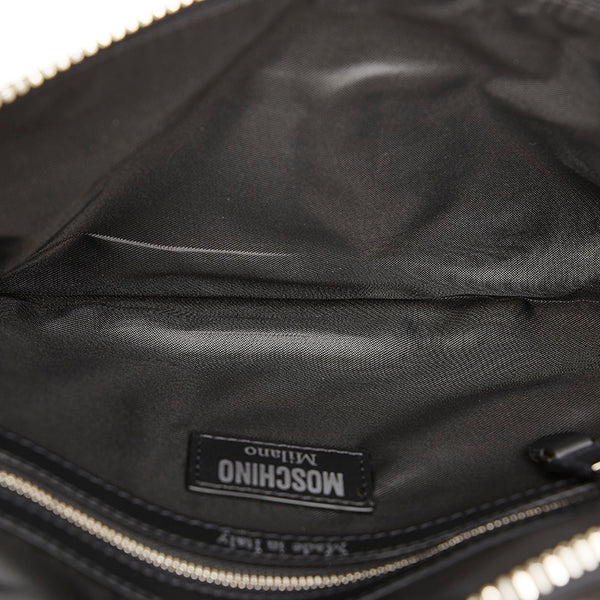 モスキーノ ブラック ナイロン ラインストーン クラッチバッグ レディース MOSCHINO 【中古】