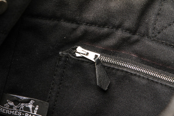 エルメス フールトゥ ブラック キャンバス レザー トートバッグ ユニセックス HERMES 中古